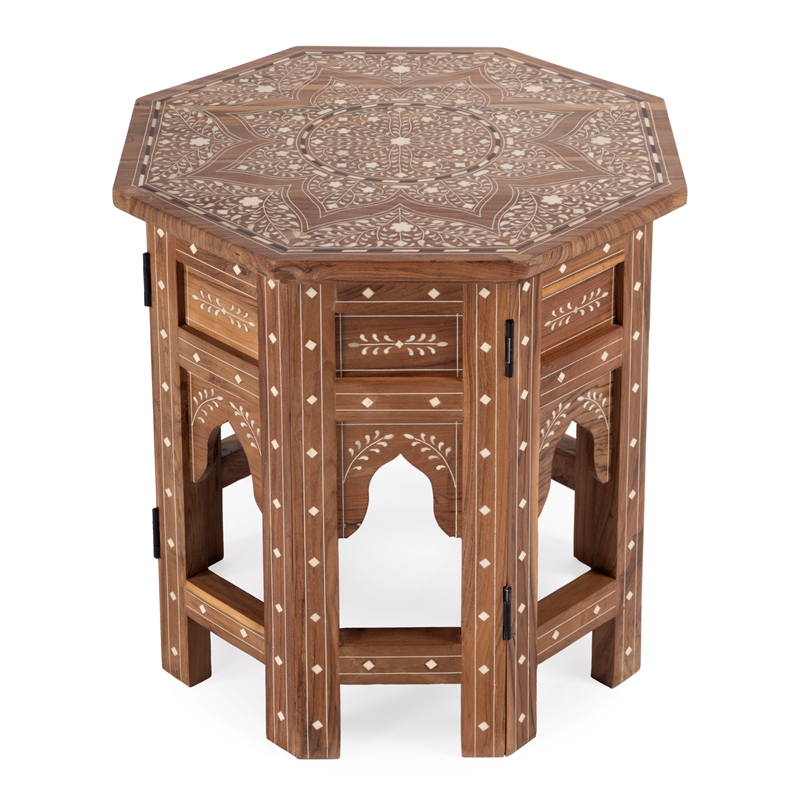 Butler Specialty Bone Inlay End Table In Wood And Bone Inlay