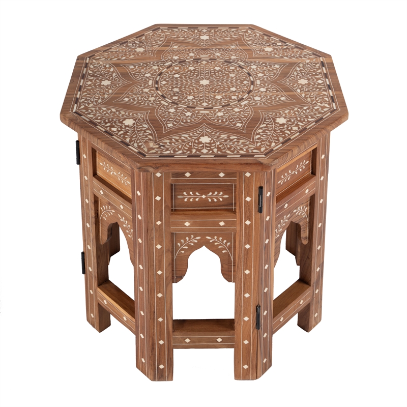 Butler Specialty Bone Inlay End Table In Wood And Bone Inlay