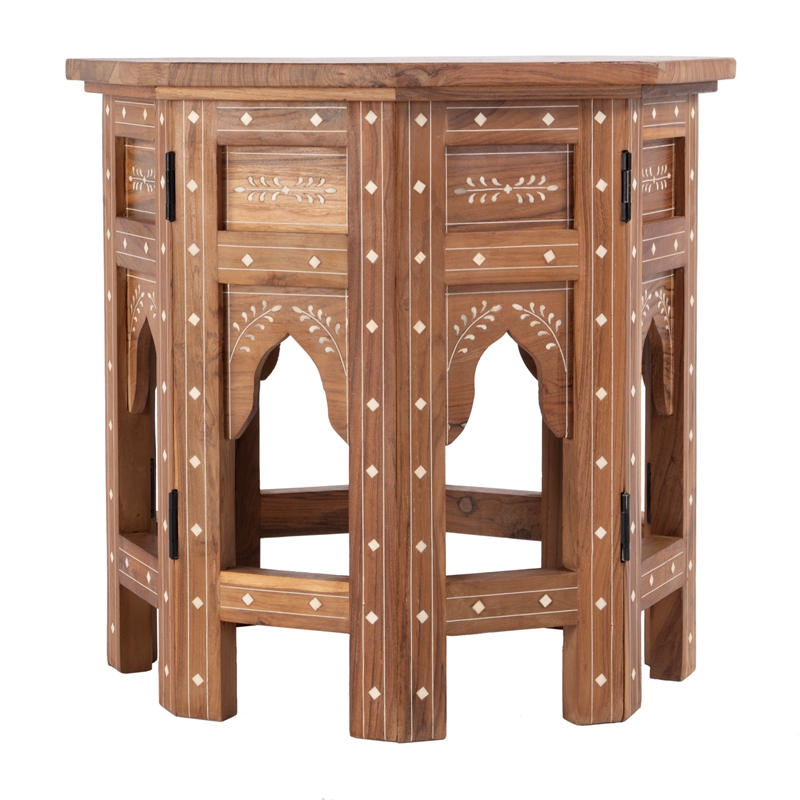Butler Specialty Bone Inlay End Table In Wood And Bone Inlay