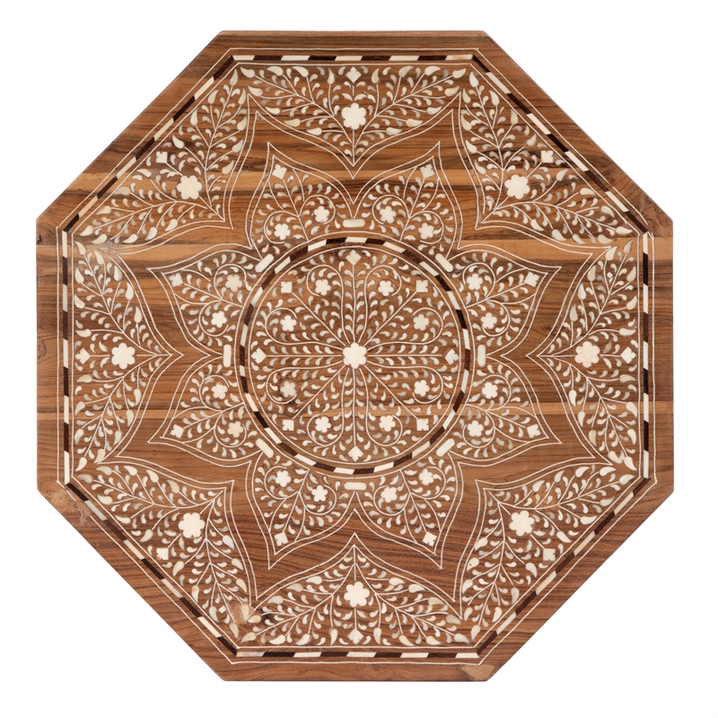 Butler Specialty Bone Inlay End Table In Wood And Bone Inlay
