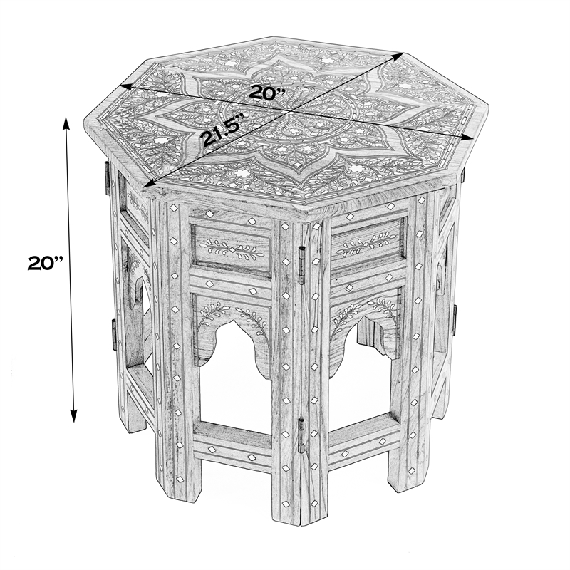 Butler Specialty Bone Inlay End Table In Wood And Bone Inlay