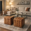 Butler Specialty Company Leon Genuine Leather Ottoman / Pouf - Brown
