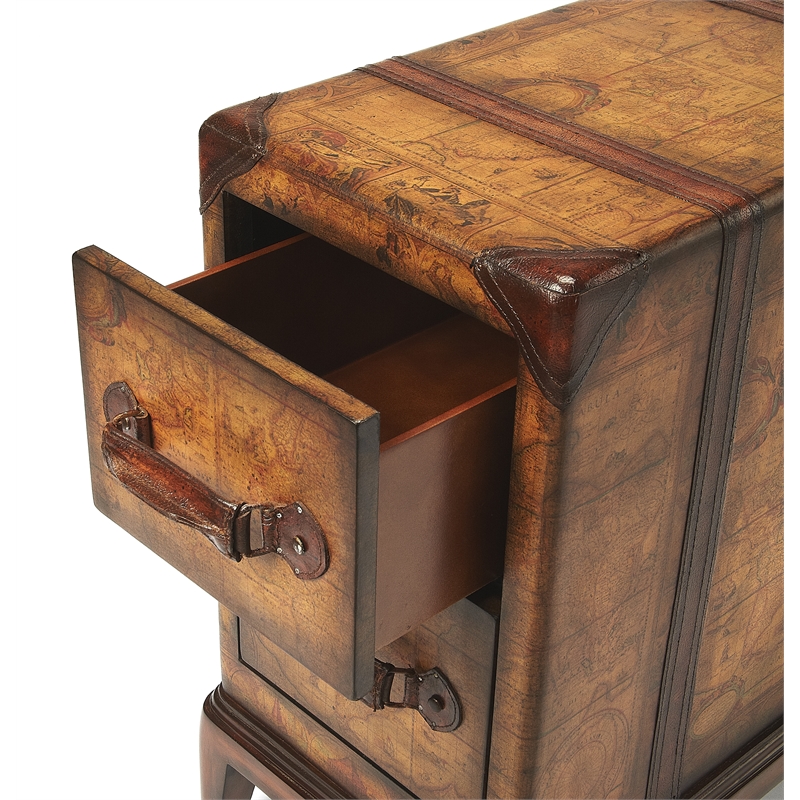 Butler Specialty Company Vasco Old World Map Side Table - Brown