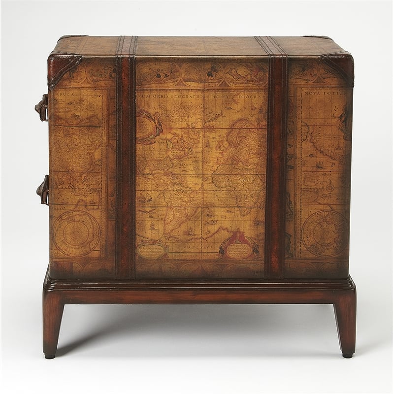 Butler Specialty Company Vasco Old World Map Side Table - Brown