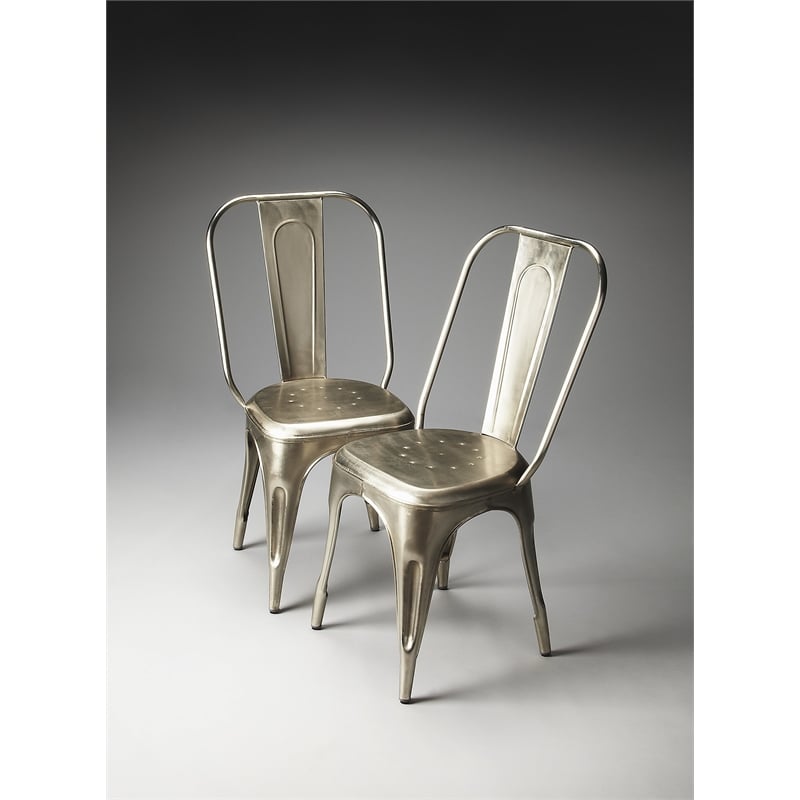 Butler Specialty Industrial Chic Accent Side Chair in Silver