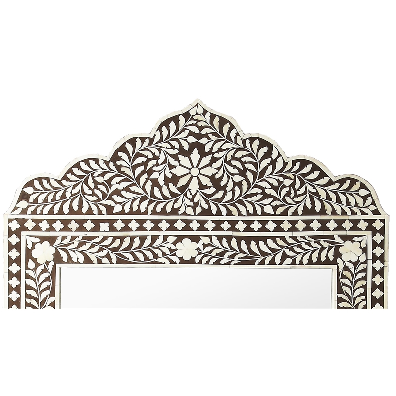 Butler Specialty Bone Inlay Wall Mirror In Dark Brown