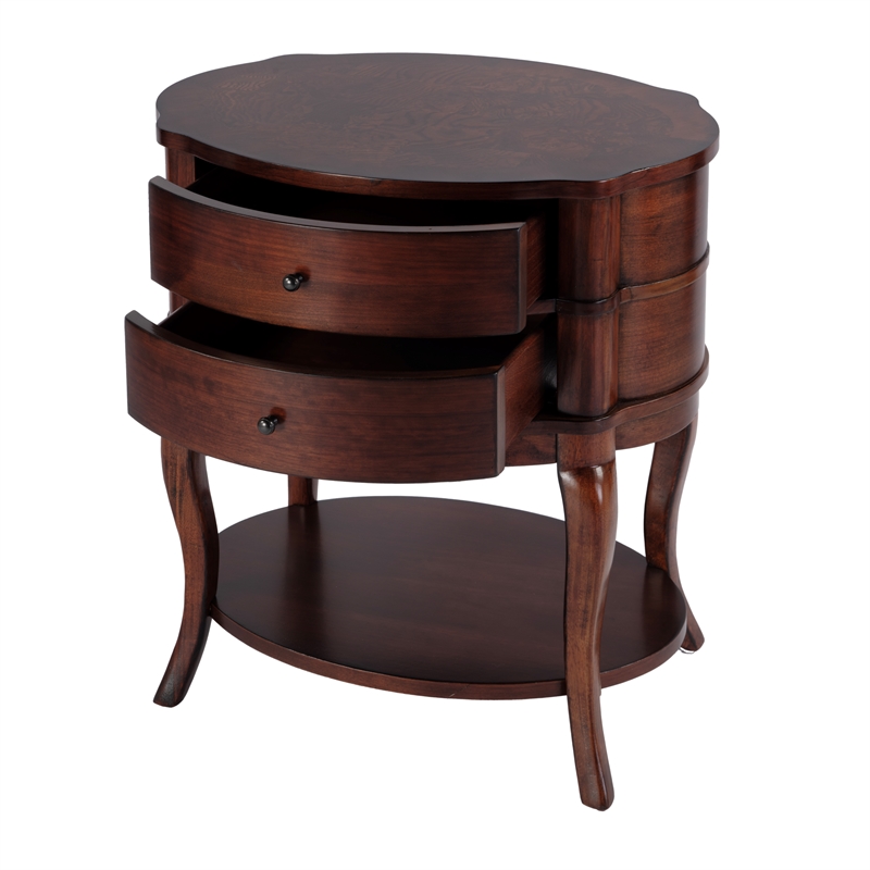 Butler Specialty Company Jarvis Oval 2-Drawer Wood Side Table - Umber Brown