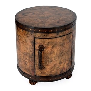 Butler Specialty  Vasco Old World Map Brown Duffel End Table