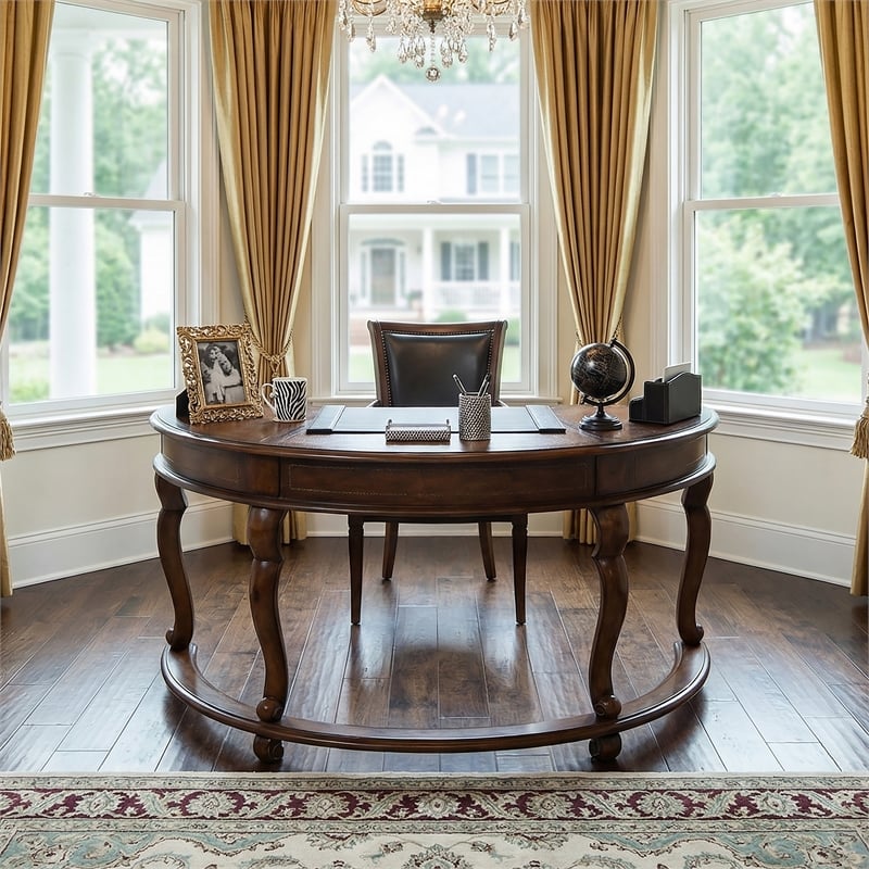 Butler Specialty Heritage Crescent Writing Desk In Medium Brown