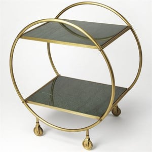 Butler Specialty Marble Top Serving Cart In Green And Gold