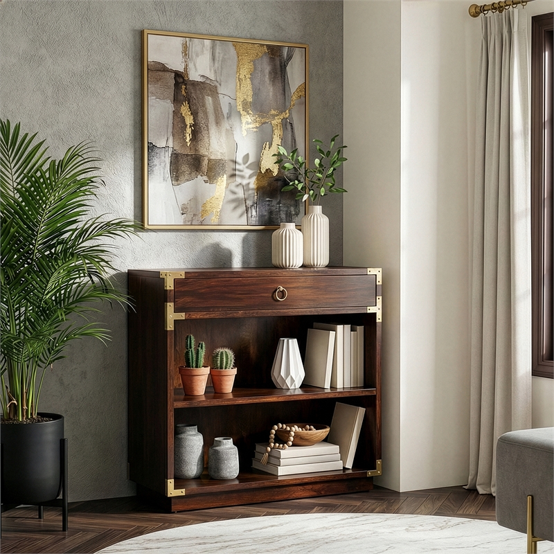 Butler Specialty 2 Shelf Bookcase In Brown And Gold