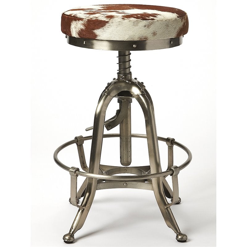 Butler Specialty Adjustable Bar Stool In Brown And Silver