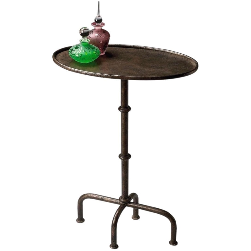 Butler Specialty Company End Table Coffee Accent Table Oval in Metal - Gray