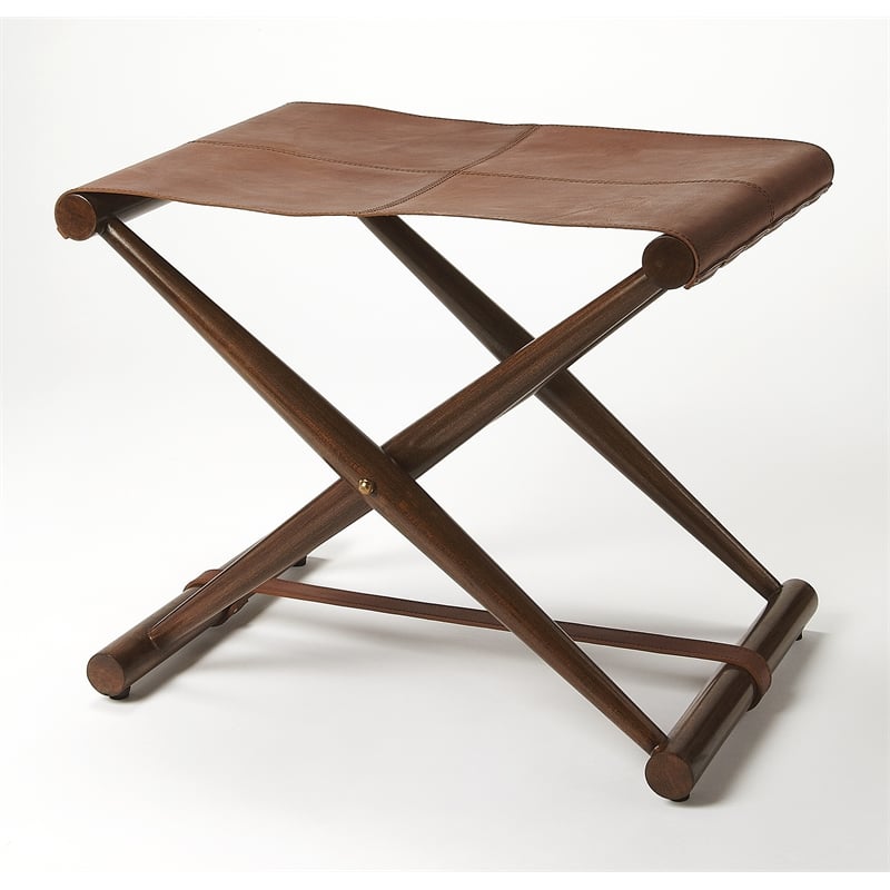 Butler Specialty Sutton Leather Folding Stool In Brown
