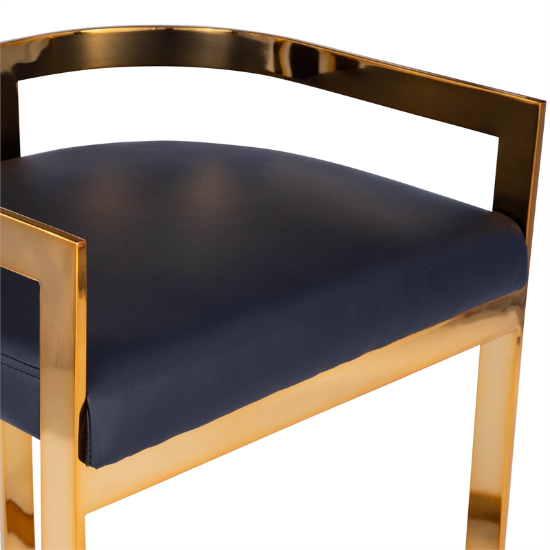 Butler Specialty Metal Bar Stool Chair in Gold With Semi-circle Seat & Footrest