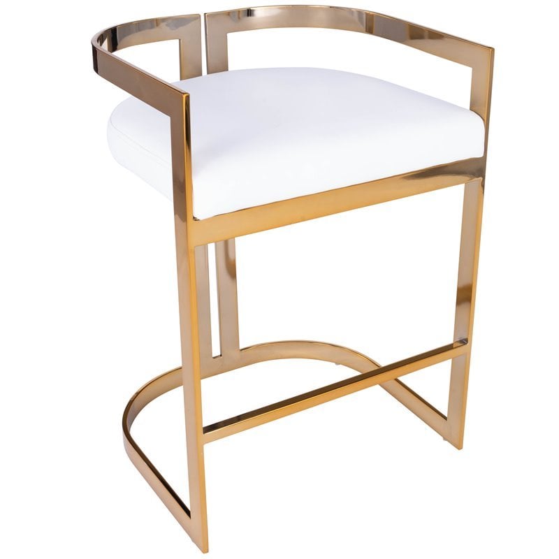 Butler Specialty Clarence Faux Leather Counter Stool In Gold And White