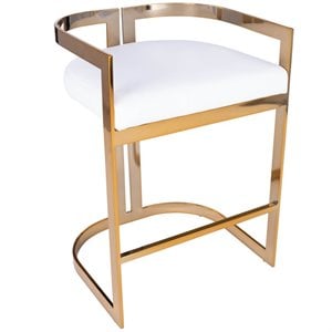 Butler Specialty Clarence Faux Leather Counter Stool In Gold And White