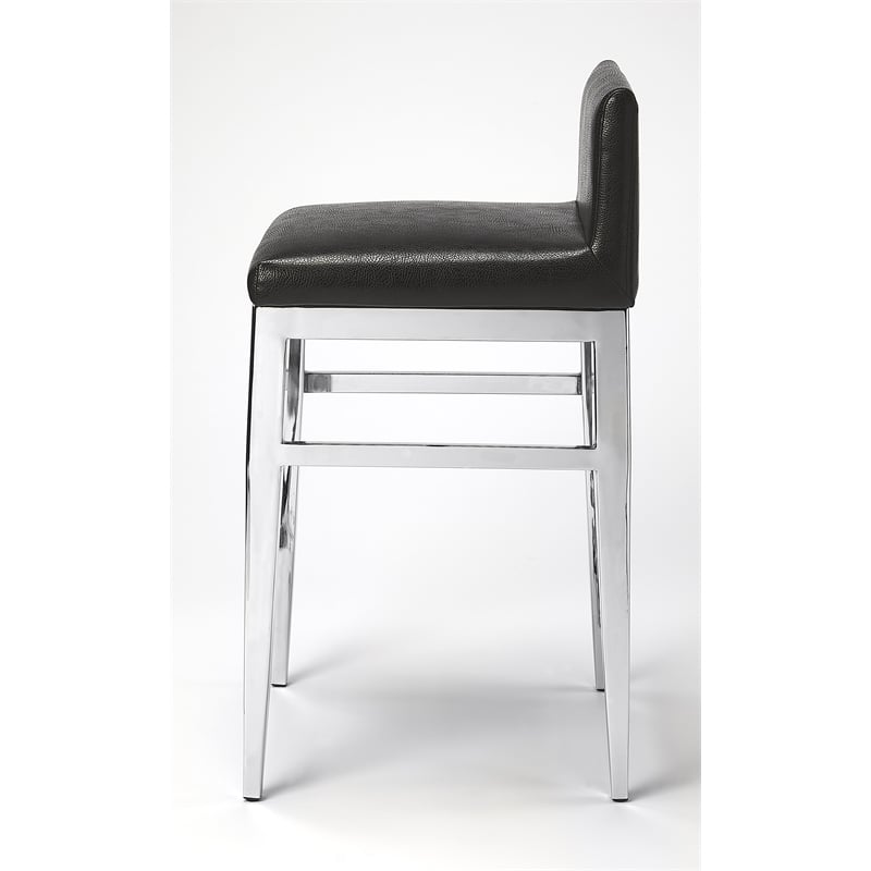 Butler Specialty Kelsey Stainless Steel Faux Leather Counter Stool In Silver