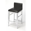 Butler Specialty Kelsey Stainless Steel Faux Leather Counter Stool In Silver