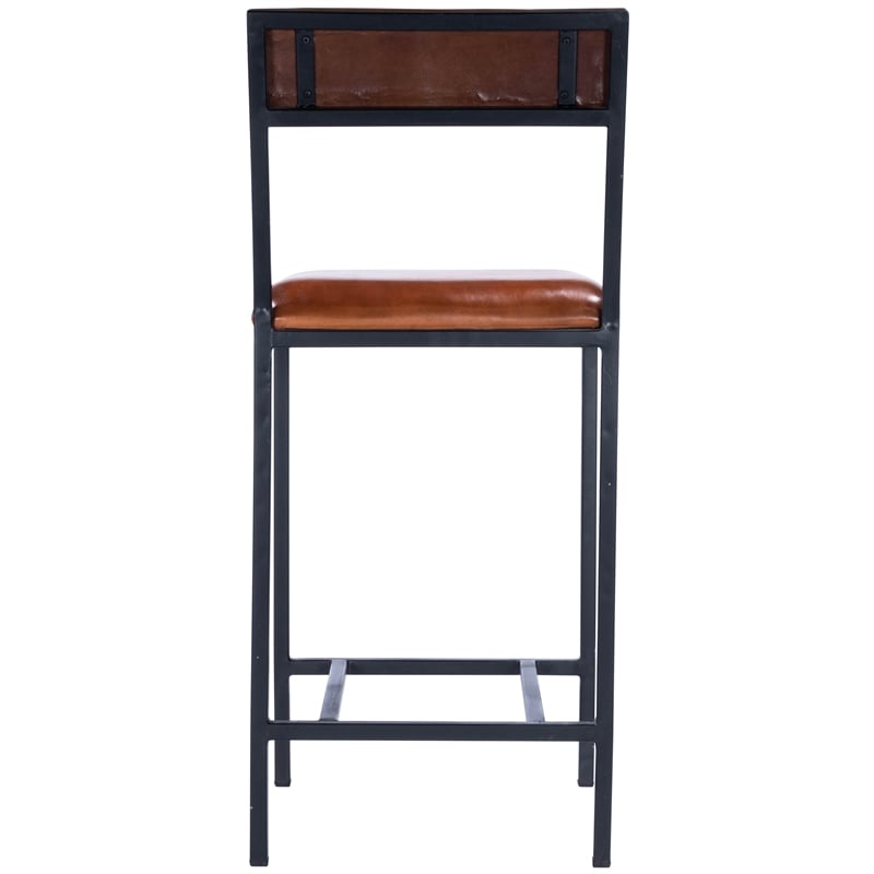 Butler Specialty Lazarus Leather & Metal Counter Stool In Brown