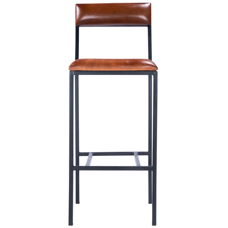 Butler Specialty Lazarus Leather & Metal Bar Stool In Brown
