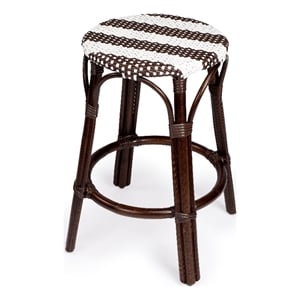 Butler Specialty Company Tobias Rattan Round 24&quot Counter Stool - White And Brown