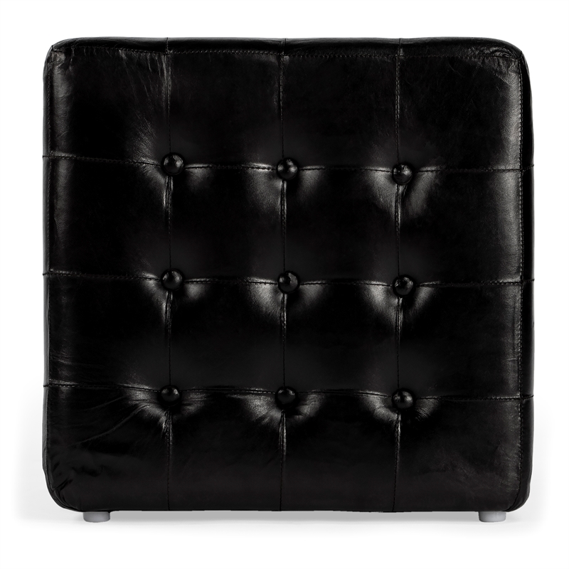 Butler Leon Black Leather Ottoman
