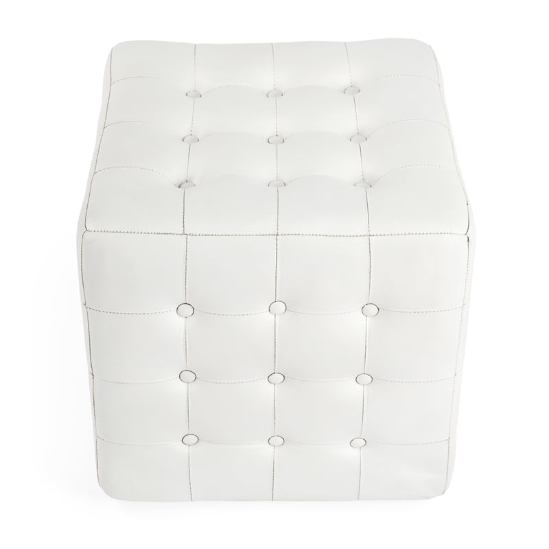 Butler Leon White Leather Ottoman