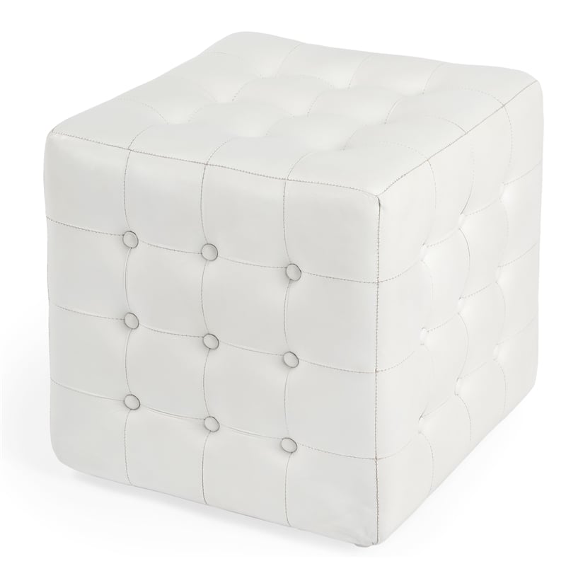 Butler Leon White Leather Ottoman