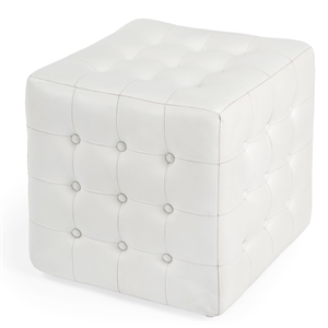 Butler Leon White Leather Ottoman