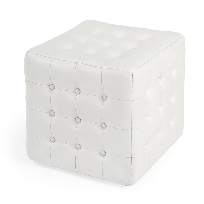 Butler Leon White Leather Ottoman
