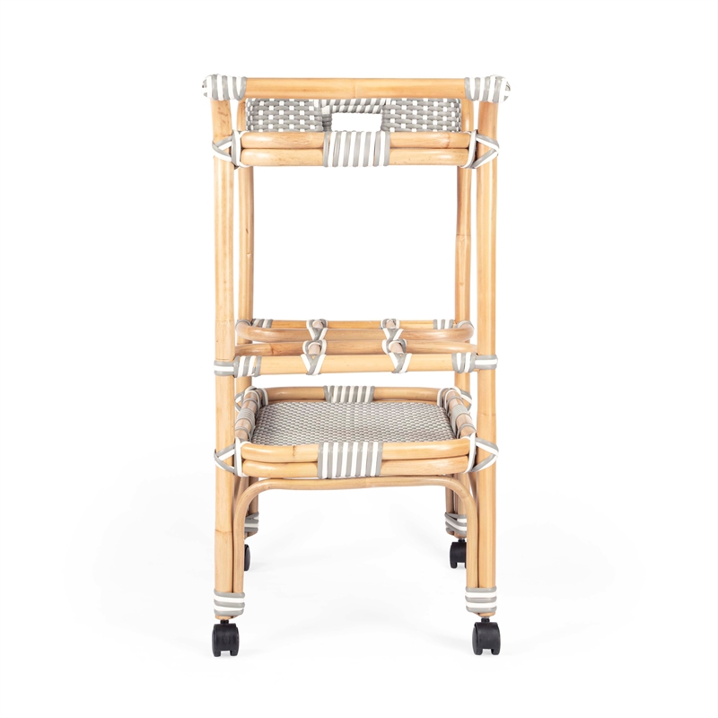 Butler Selena Grey & White Rattan Bar Cart