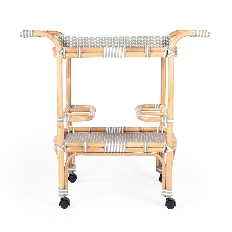 Butler Selena Grey & White Rattan Bar Cart