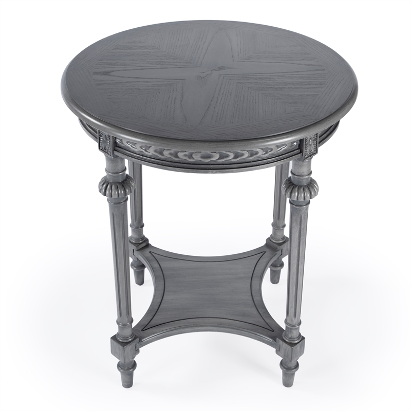 Butler Hellinger Round Gray Wood Lamp Table