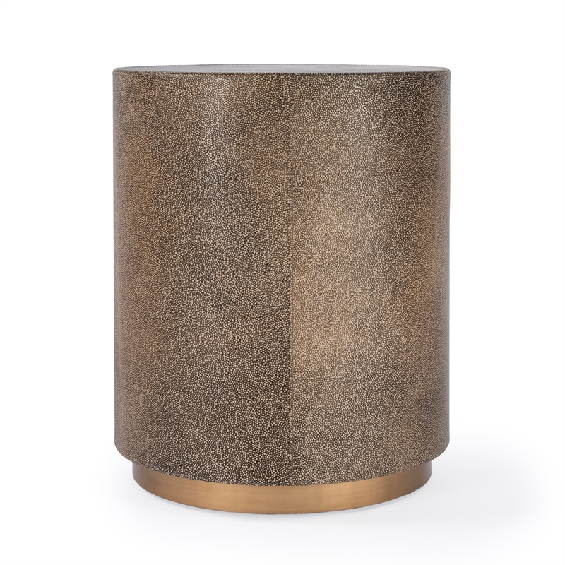 Butler Specialty Modern Olenka Round Leather Accent Table In Gold