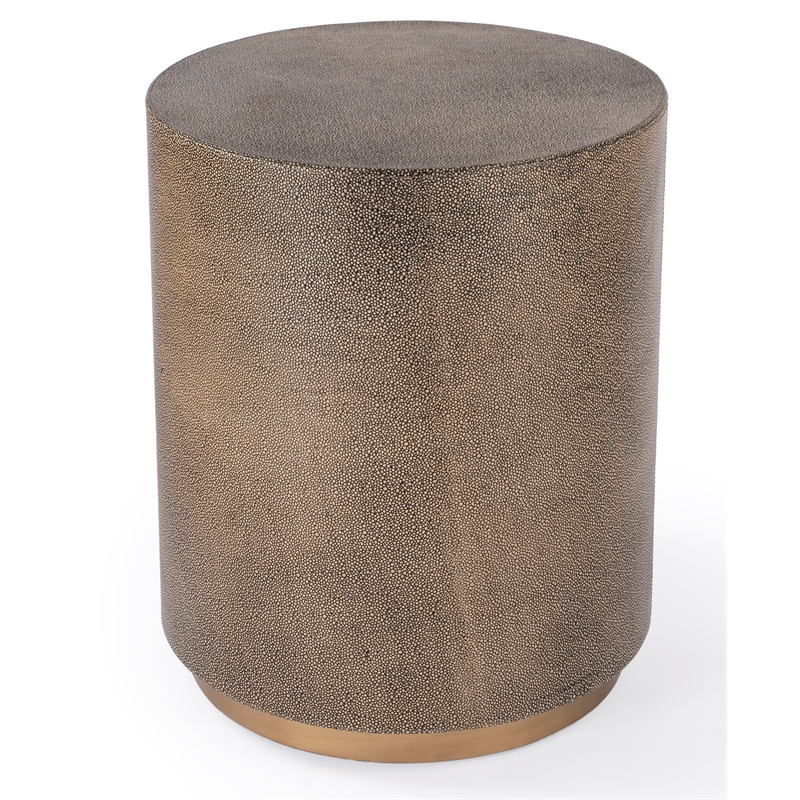 Butler Specialty Modern Olenka Round Leather Accent Table In Gold
