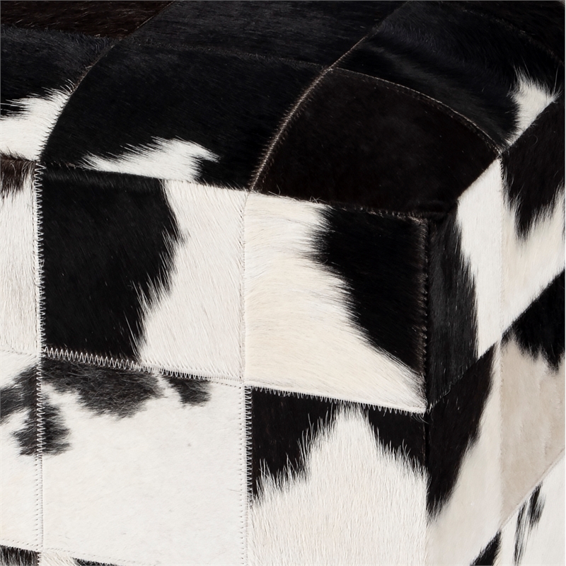 Victorian Hair On Hide Black And White Ottoman