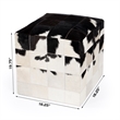 Victorian Hair On Hide Black And White Ottoman