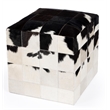 Victorian Hair On Hide Black And White Ottoman