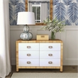 Corfu 6 Drawer Natural Raffia And Wood Double Dresser