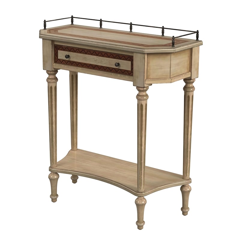 Charleston Beige  One Drawer Wood Console Table