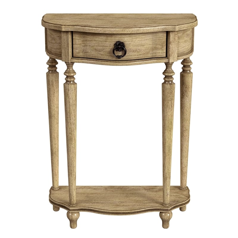 Ashby Demilune Antique Beige Console Table With Storage
