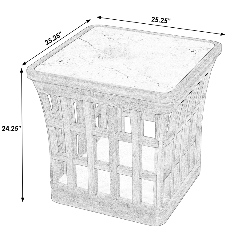 Butler Specialty Company Monhegan Outdoor Teak And Marble End Table - Natural