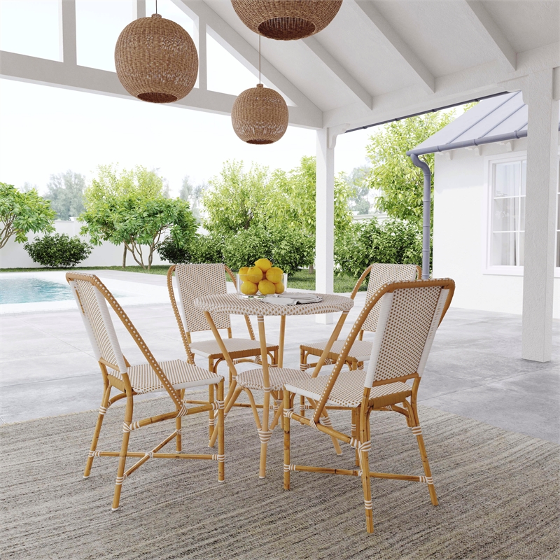Butler Specialty Company Tobias Outdoor Rattan Bistro Table - Beige & White