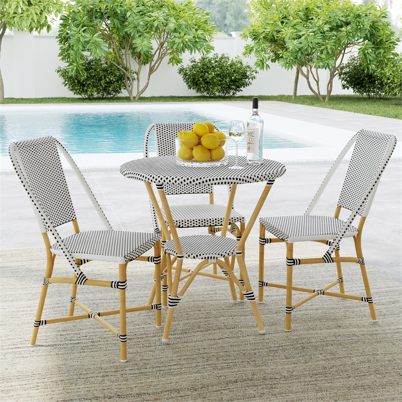 Butler Specialty Company Tobias Outdoor Rattan Bistro Table - Black And White