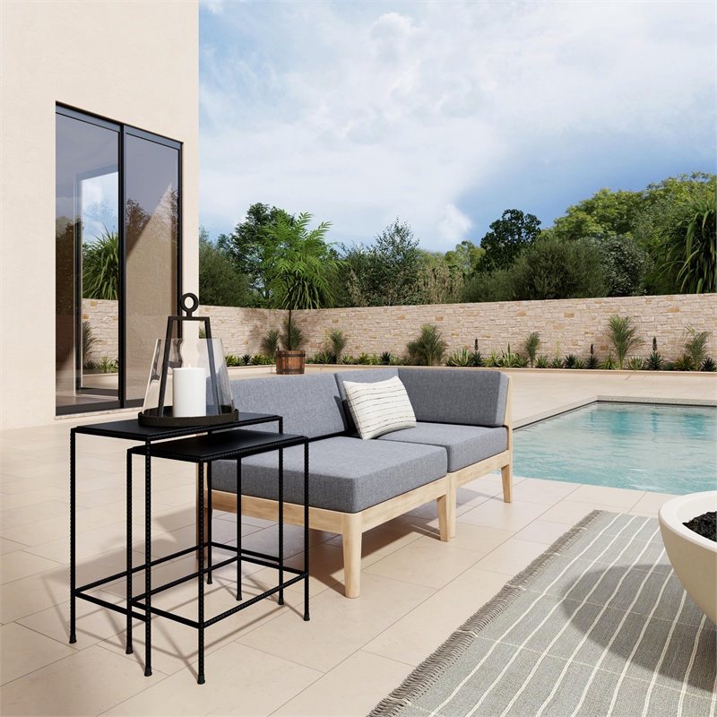 Butler Specialty Company Outdoor Granite Stone & Iron Nesting Table In Black