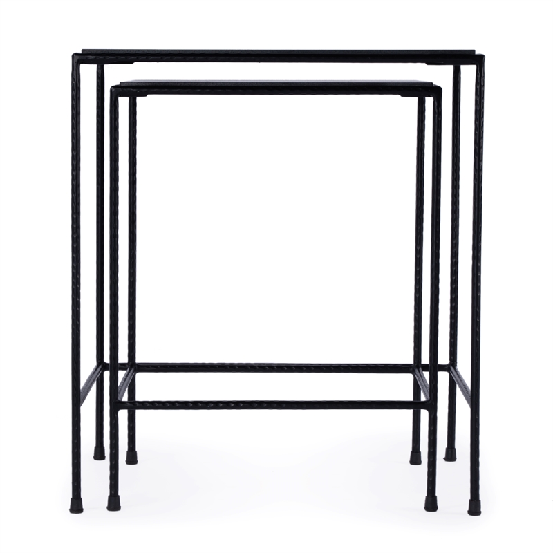 Butler Specialty Company Outdoor Granite Stone & Iron Nesting Table In Black