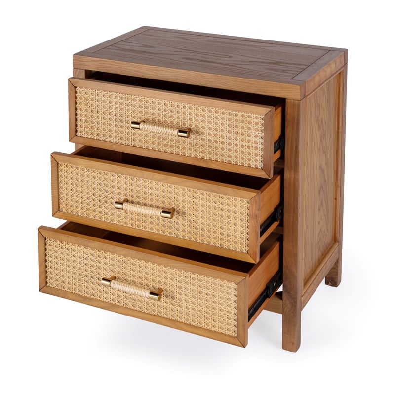Butler Specialty Company Mesa Cane And Solid Wood  3 Drawer Chest - Natural