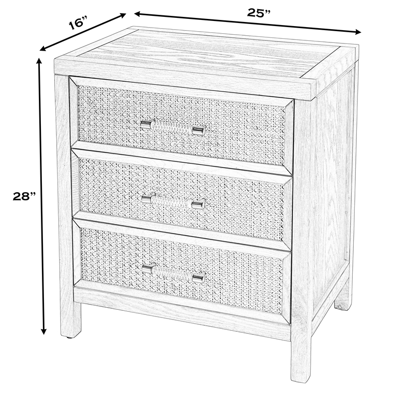 Butler Specialty Company Mesa Cane And Solid Wood  3 Drawer Chest - Natural