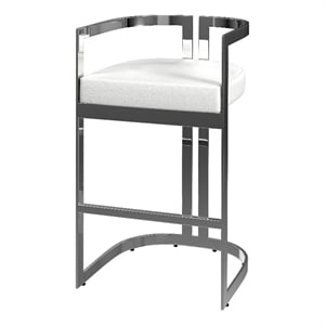 Butler Specialty Company Clarence Faux Leather 28&quot Barstool - Nickel Plated